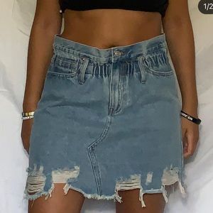 Ruffled denim skirt